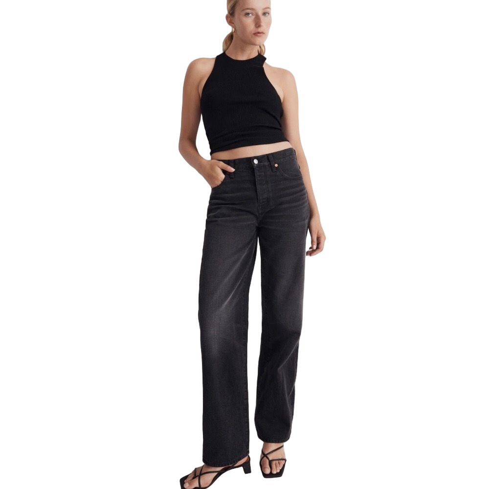 Madewell Black Mid-Rise Straight-Leg Jeans